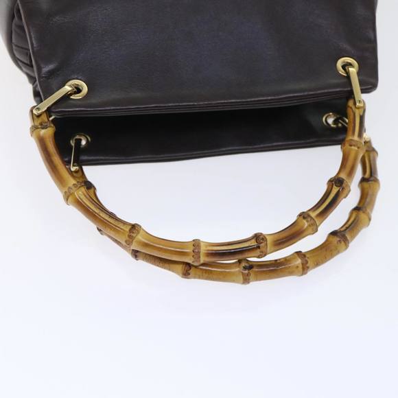 GUCCI Bamboo Hand Bag Leather Brown 000.0166.0580 Auth yk8566 - Picture 7 of 16